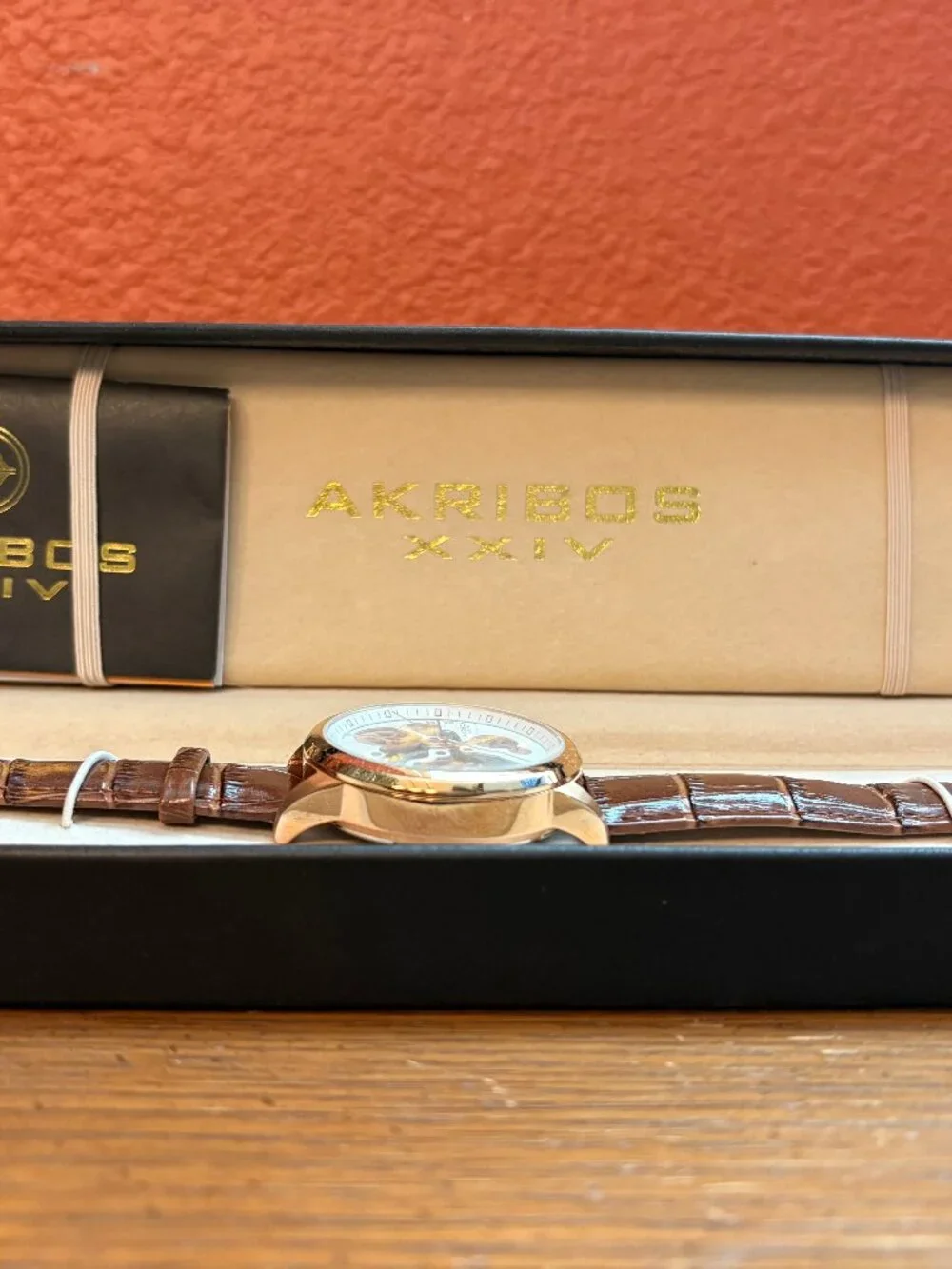 Akribos XXIV Men's Skeleton Watch Mechanical Hand-Winding